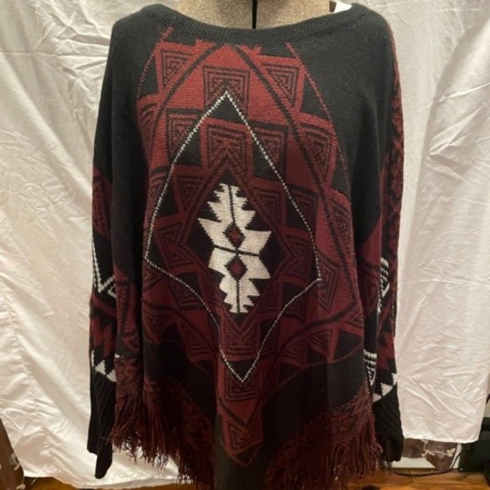 Signature Studio Aztec Poncho Sweater